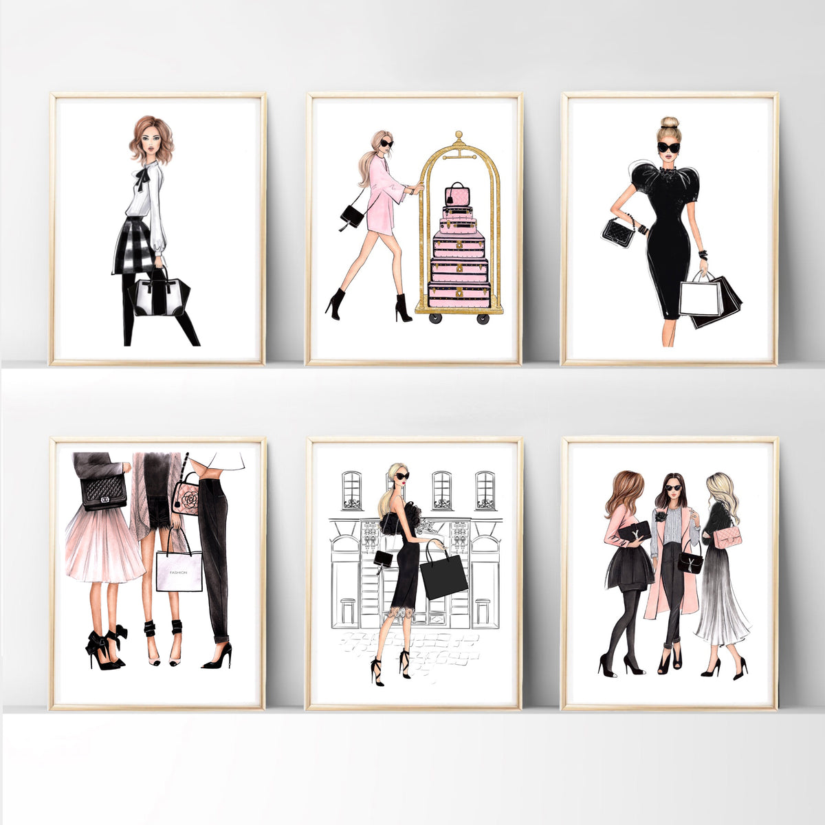 Fashion chanel bag illustration,Chanel inspred art print, Fashion wall art,  Watercolor art, Girly wall art, Gift for her, Dressing room art