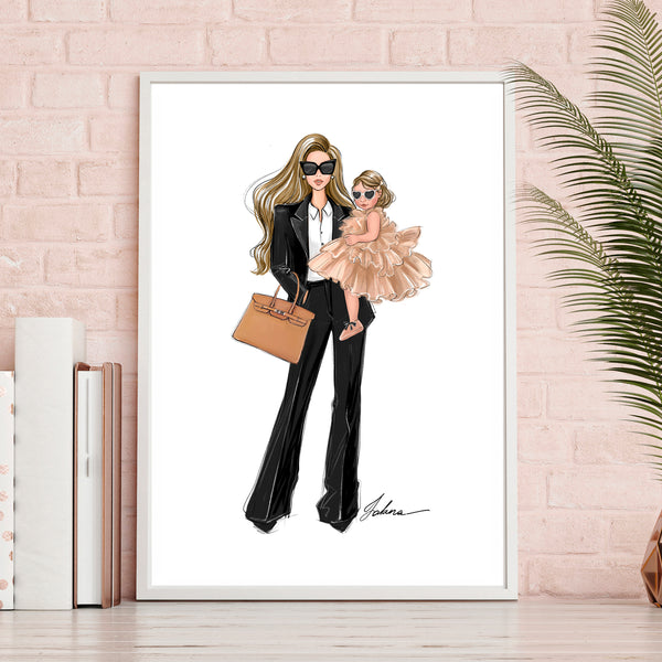 Business Mom of girl art print fashion Illustration