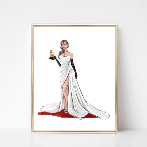 Taylor Grammy inspired art print fashion illustration