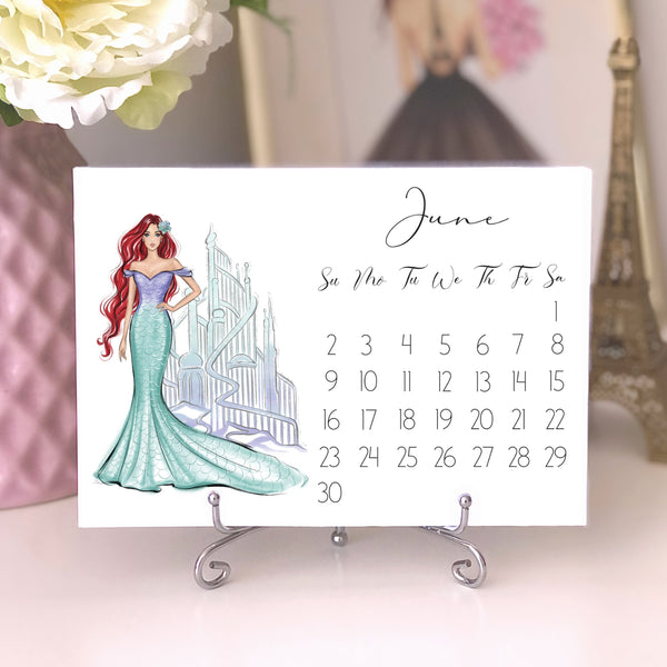 2024 Princess Calendar - Fashion Illustration Desk Mini Calendar