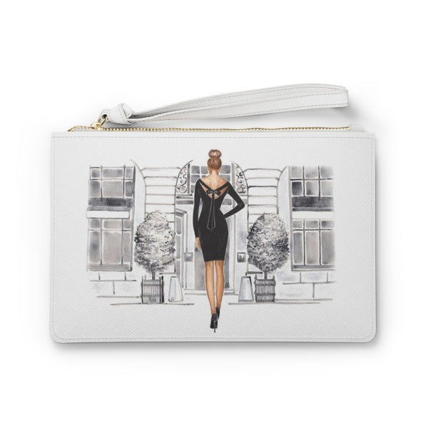 Elegant Girl in front of the Shop Vitrine Fashion illustrated Eco Leather Clutch Bag