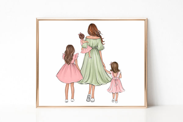 Personalized family art print illustration