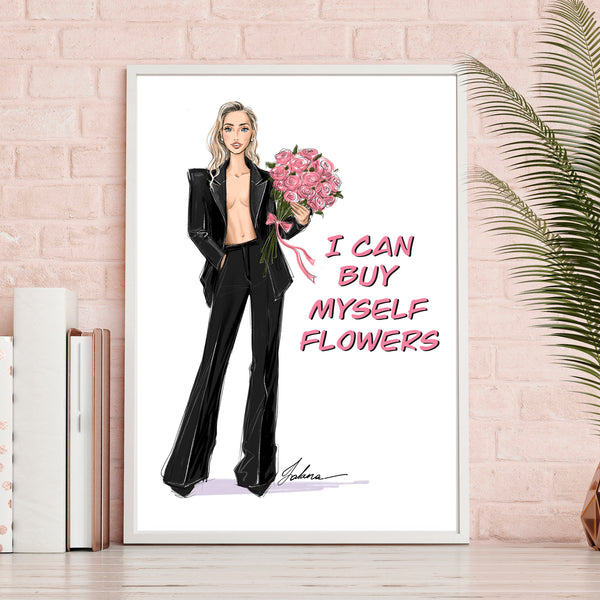 Miley Cyrus I can buy myself flowers inspired art print fashion illustration