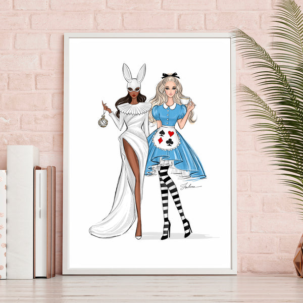Alice in Wonderland princess art print fashion illustration