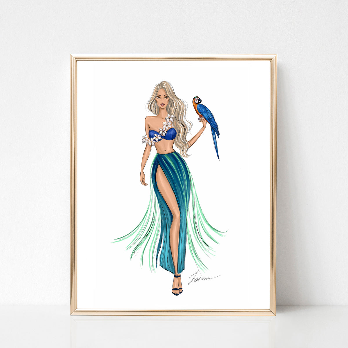 Island Girl in tropical dress summer art print fashion illustration –  Lalana Arts