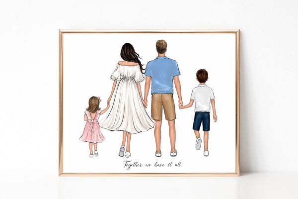 Personalized family art print illustration