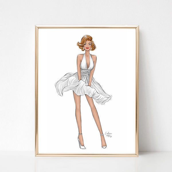Marilyn Monroe iconic woman art print fashion illustration