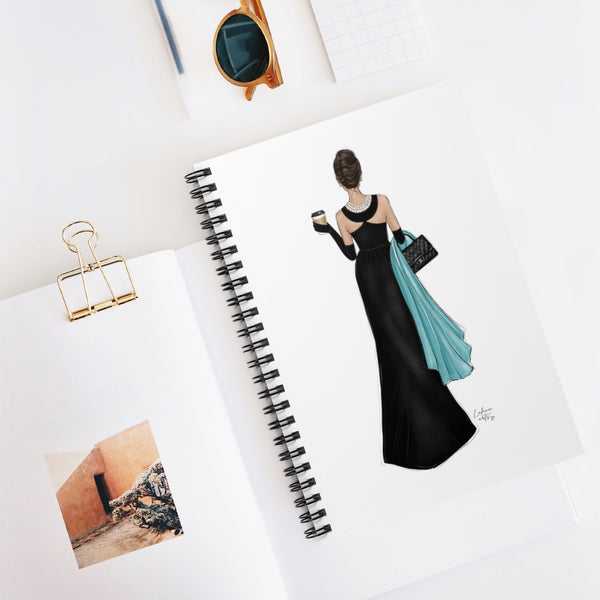 Audrey theme Spiral Notebook - Ruled Line. Fashion illustration journal