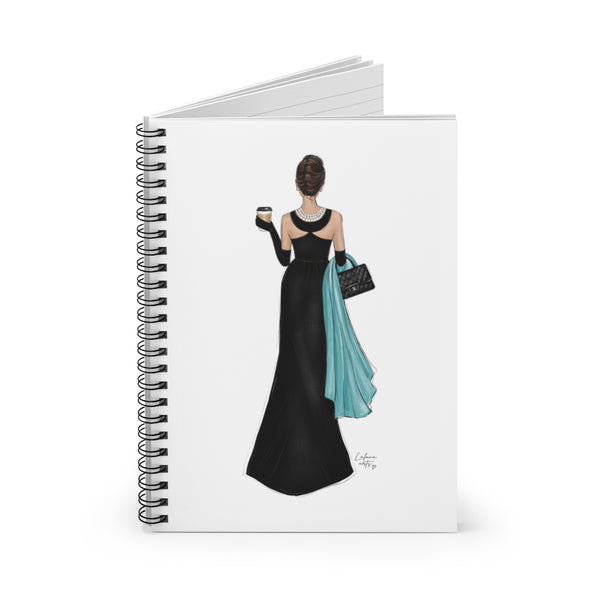 Audrey theme Spiral Notebook - Ruled Line. Fashion illustration journal