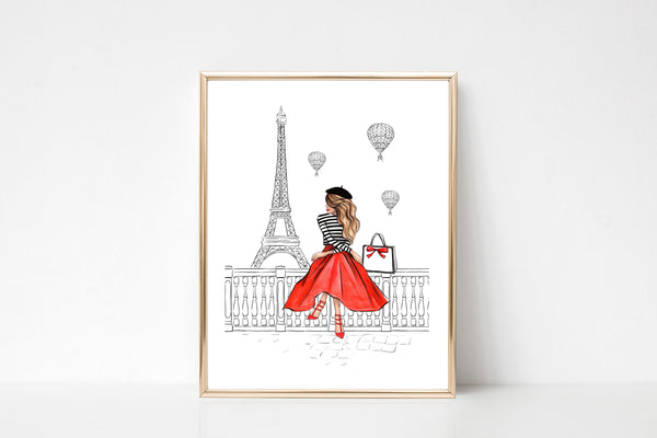 Girl in Paris art print fashion illustration