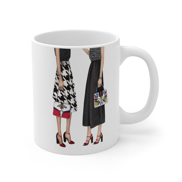 Fashionista girls Mug ceramic Mug 11oz. Fashion illustration coffee mug