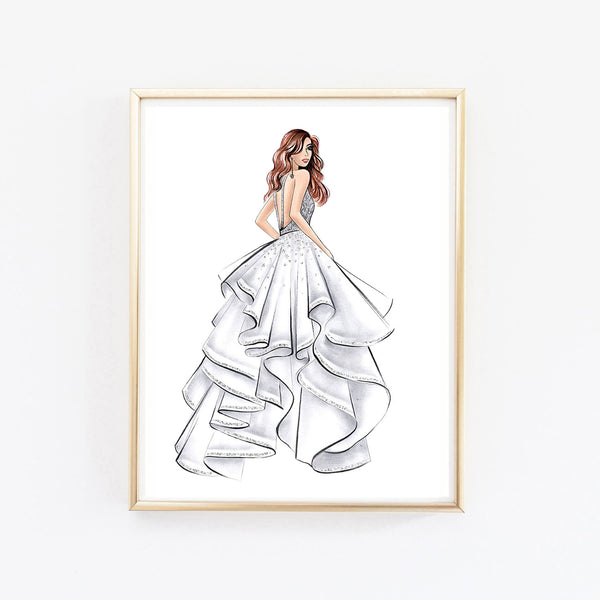 Fashion wedding dress art print