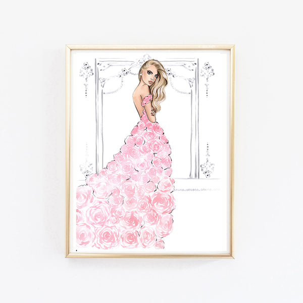 Set of 3 Blush Pink girly art print fashion illustrations