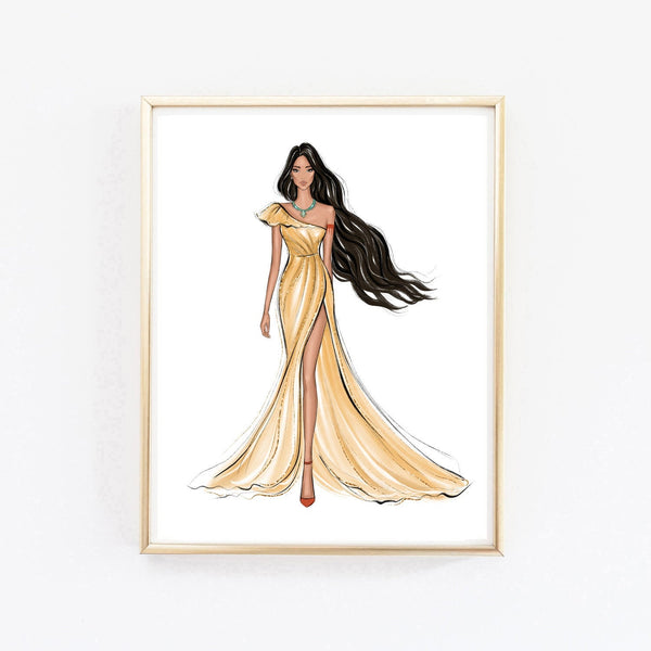 Pocahontas fashion princess art print fashion illustration