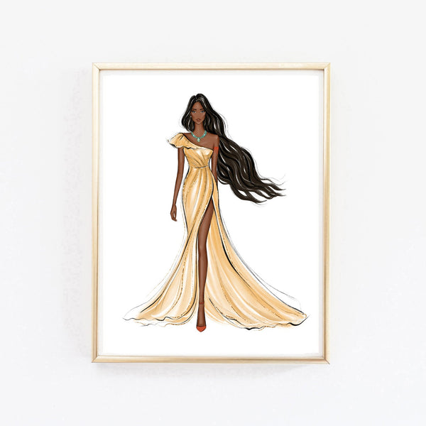 Pocahontas fashion princess art print fashion illustration