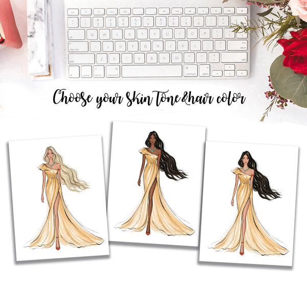 Pocahontas fashion princess art print fashion illustration