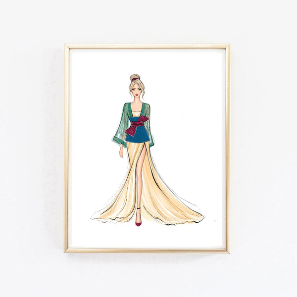 Mulan fashion princess art print fashion illustration