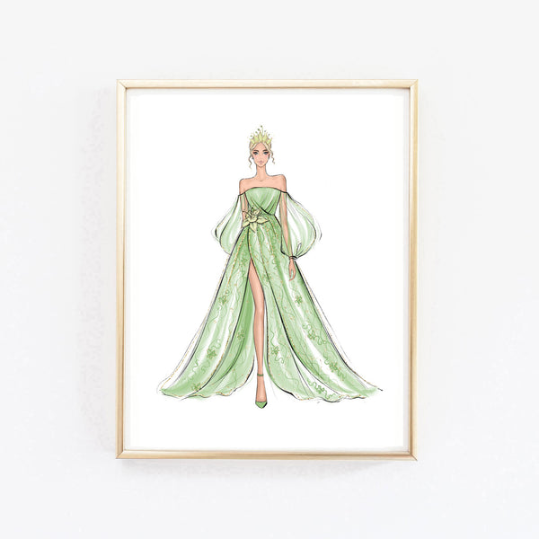 Tiana fashion princess art print fashion illustration