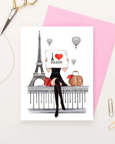 Paris inspired Set of 5 greeting cards fashion illustration