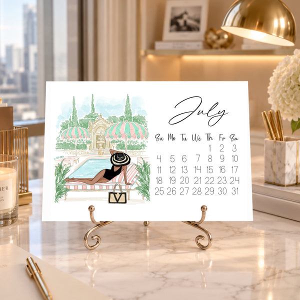 2027 Desk Calendar - Fashion Illustration Mini Calendar (FC-2)