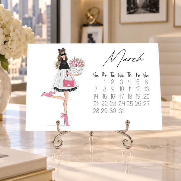 2027 Desk Calendar - Fashion Illustration Mini Calendar (FC-4)
