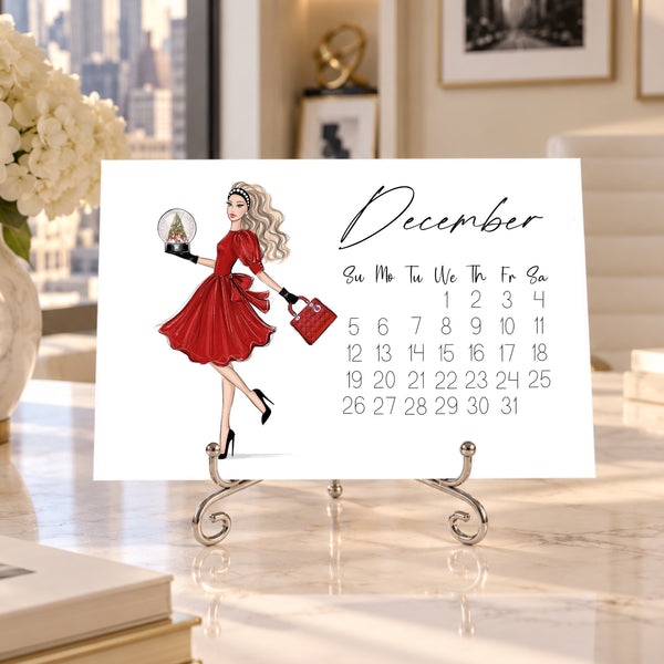 2027 Desk Calendar - Fashion Illustration Mini Calendar (FC-4)
