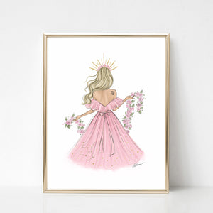 Virgo Zodiac Sign Girl in pink dress Zodiac inspired fashion illustration art print