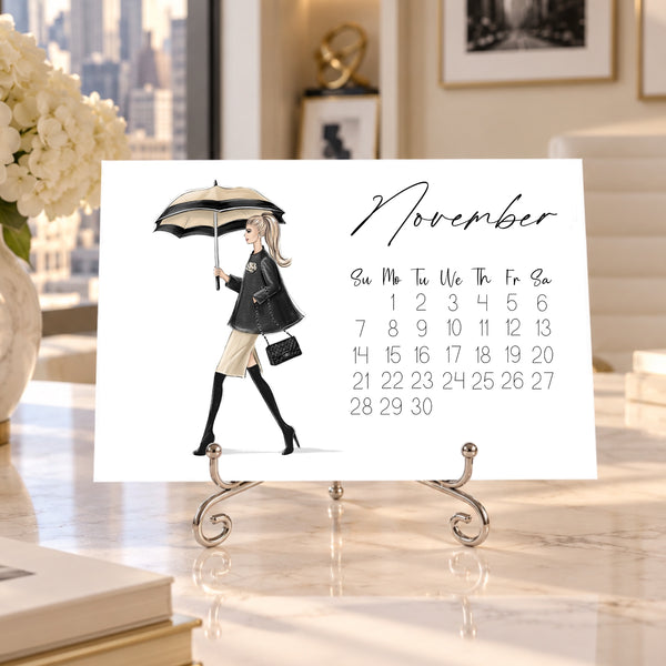 2027 Desk Calendar - Fashion Illustration Mini Calendar (FC-4)