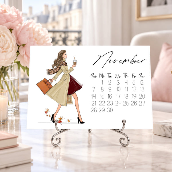 2027 Desk Calendar - Fashion Illustration Mini Calendar (FC-3)