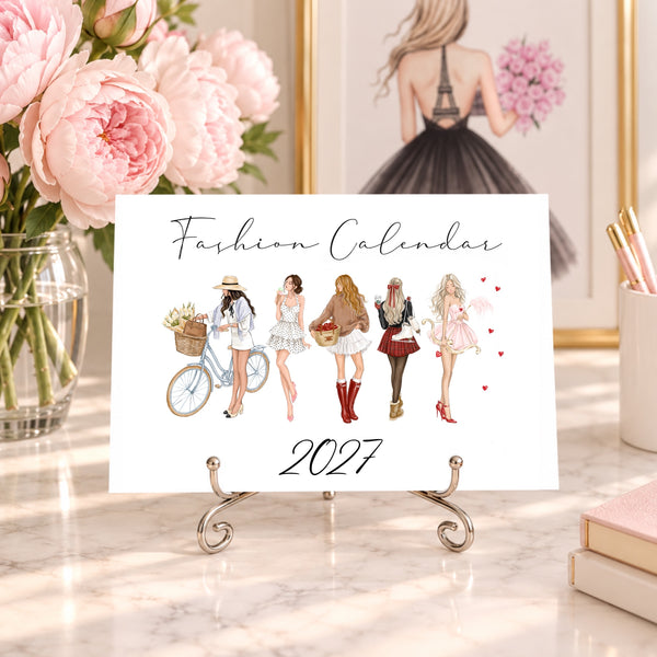 2027 Desk Calendar - Fashion Illustration Mini Calendar (FC-1)