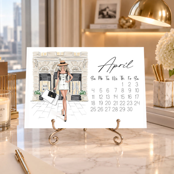 2027 Desk Calendar - Fashion Illustration Mini Calendar (FC-2)
