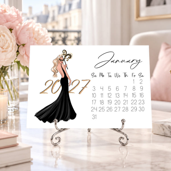2027 Desk Calendar - Fashion Illustration Mini Calendar (FC-3)