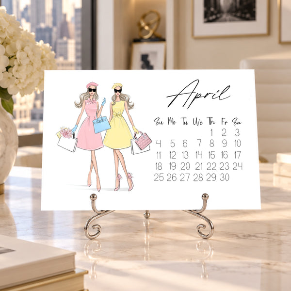 2027 Desk Calendar - Fashion Illustration Mini Calendar (FC-4)