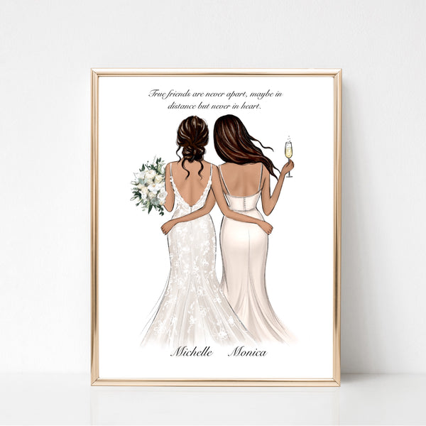 Custom bride and bridesmaid art print
