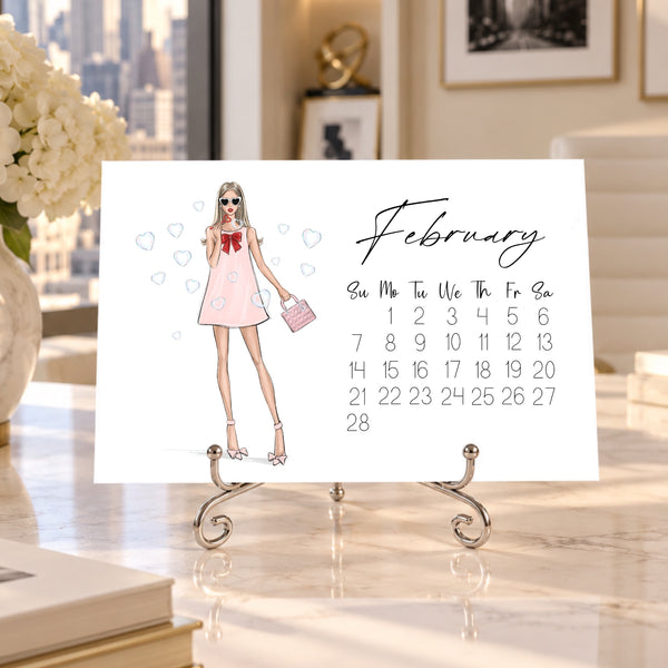 2027 Desk Calendar - Fashion Illustration Mini Calendar (FC-4)