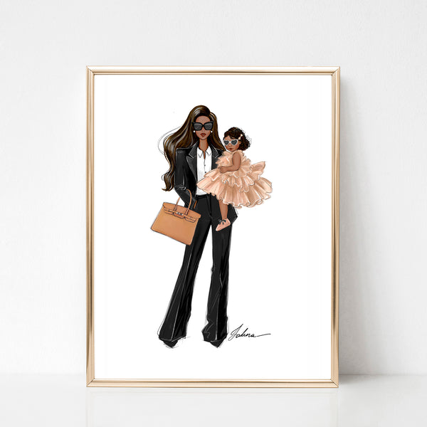 Business Mom of girl art print fashion Illustration