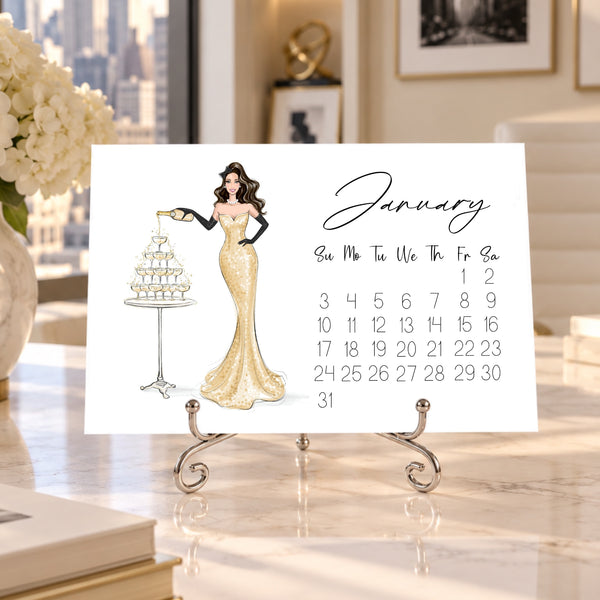 2027 Desk Calendar - Fashion Illustration Mini Calendar (FC-4)