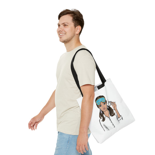 Fashion tote bag, girly tote bag, fashionista tote bag, tote bag with illustration, illustrated tote bag, fashion girl tote