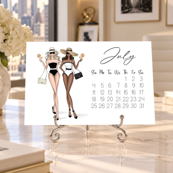 2027 Desk Calendar - Fashion Illustration Mini Calendar (FC-4)
