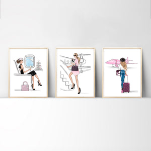 Travel inspired Set of 3 fashion wall art prints