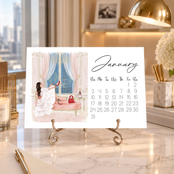2027 Desk Calendar - Fashion Illustration Mini Calendar (FC-2)