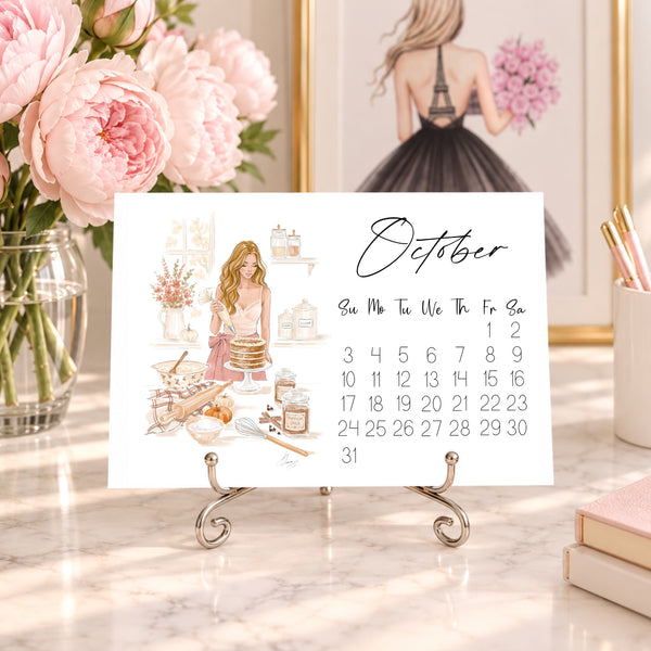 2027 Desk Calendar - Fashion Illustration Mini Calendar (FC-1)