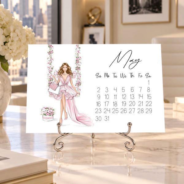 2027 Desk Calendar - Fashion Illustration Mini Calendar (FC-4)