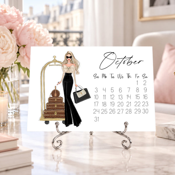 2027 Desk Calendar - Fashion Illustration Mini Calendar (FC-3)
