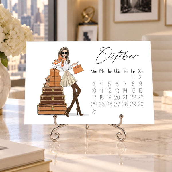 2027 Desk Calendar - Fashion Illustration Mini Calendar (FC-4)