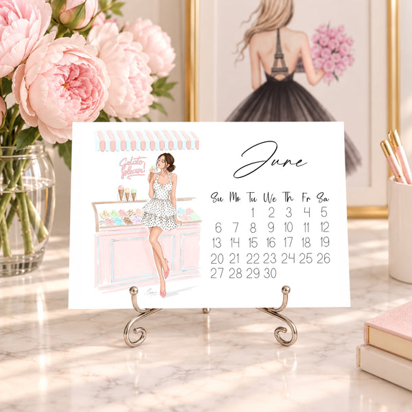 2027 Desk Calendar - Fashion Illustration Mini Calendar (FC-1)