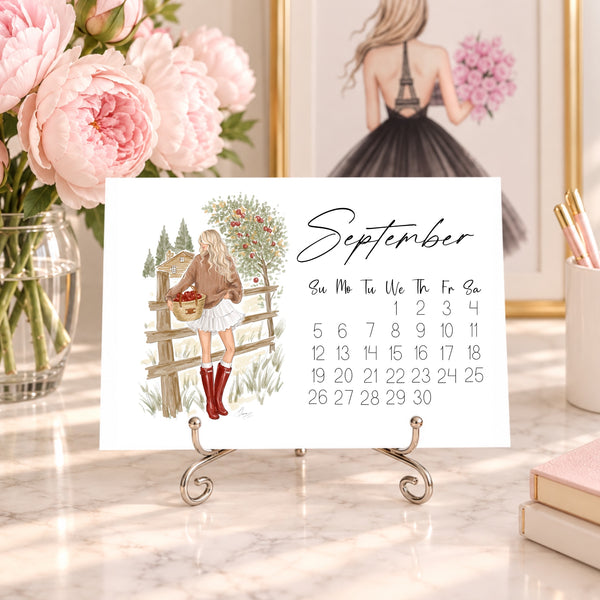 2027 Desk Calendar - Fashion Illustration Mini Calendar (FC-1)