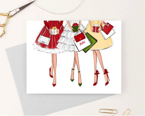 Girly Christmas fashion greeting card fashion illustration