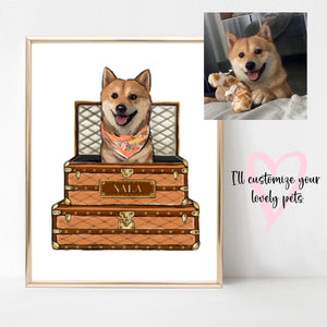 Custom dog portrait drawing, personalized pet art