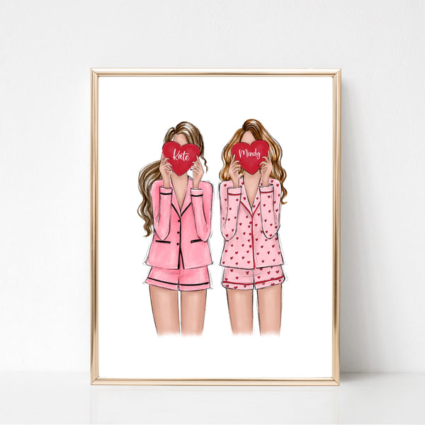 Galentines personalized art print